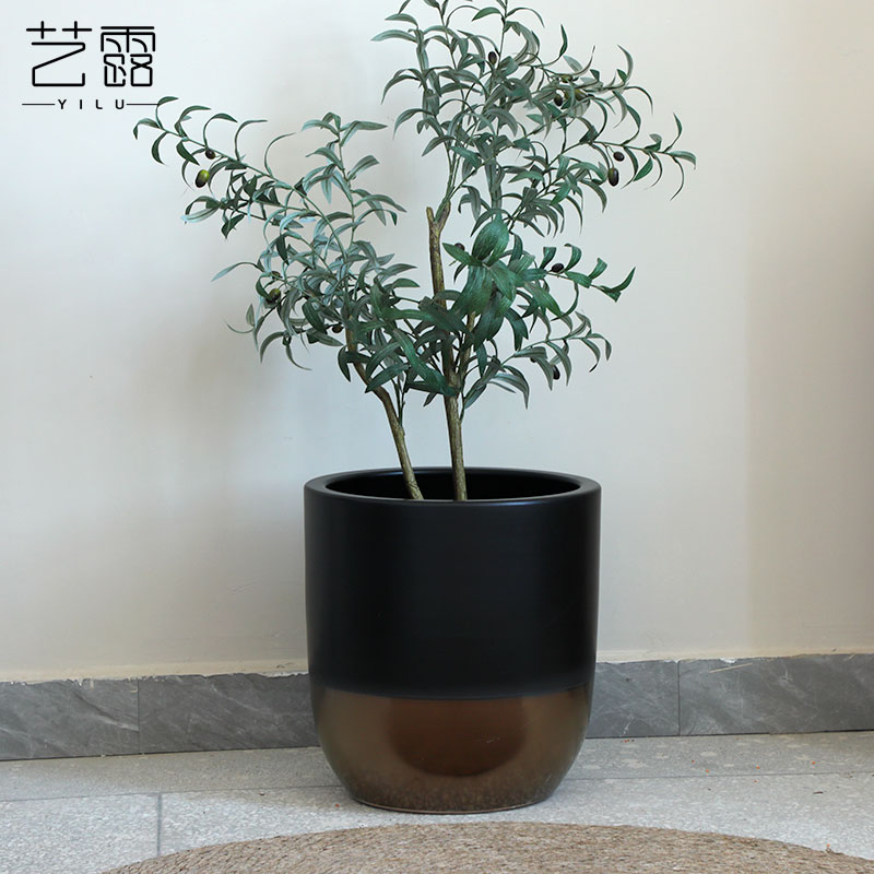 北欧绿植盆客厅插花摆件花瓶黑金色花盆室内室外多肉盆栽种摆设盆