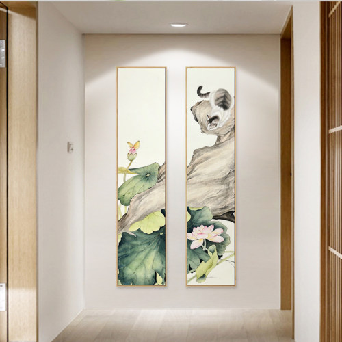 水墨宣言 新中式花鸟蝴蝶猫咪国画装饰画过道走廊尽头挂画墙画