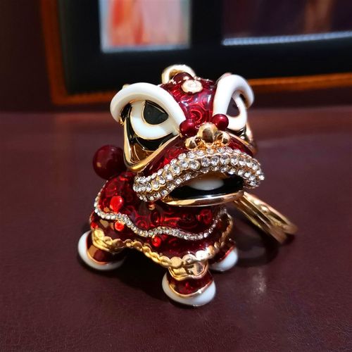 中国风狮子钥匙扣舞狮汽车挂件创意个性车用个性可爱高档饰品礼物