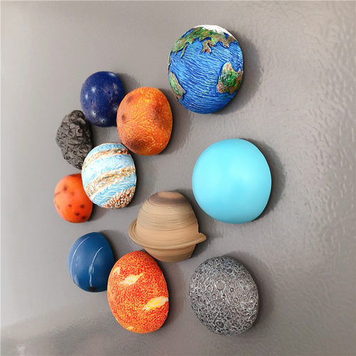 太阳系行星土星木星月球地球冰箱贴磁贴3D个性创意磁性留言贴磁铁