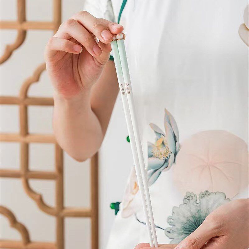 陶瓷筷子套装家用10双装中式餐具送礼精美家用筷子防滑筷礼盒装
