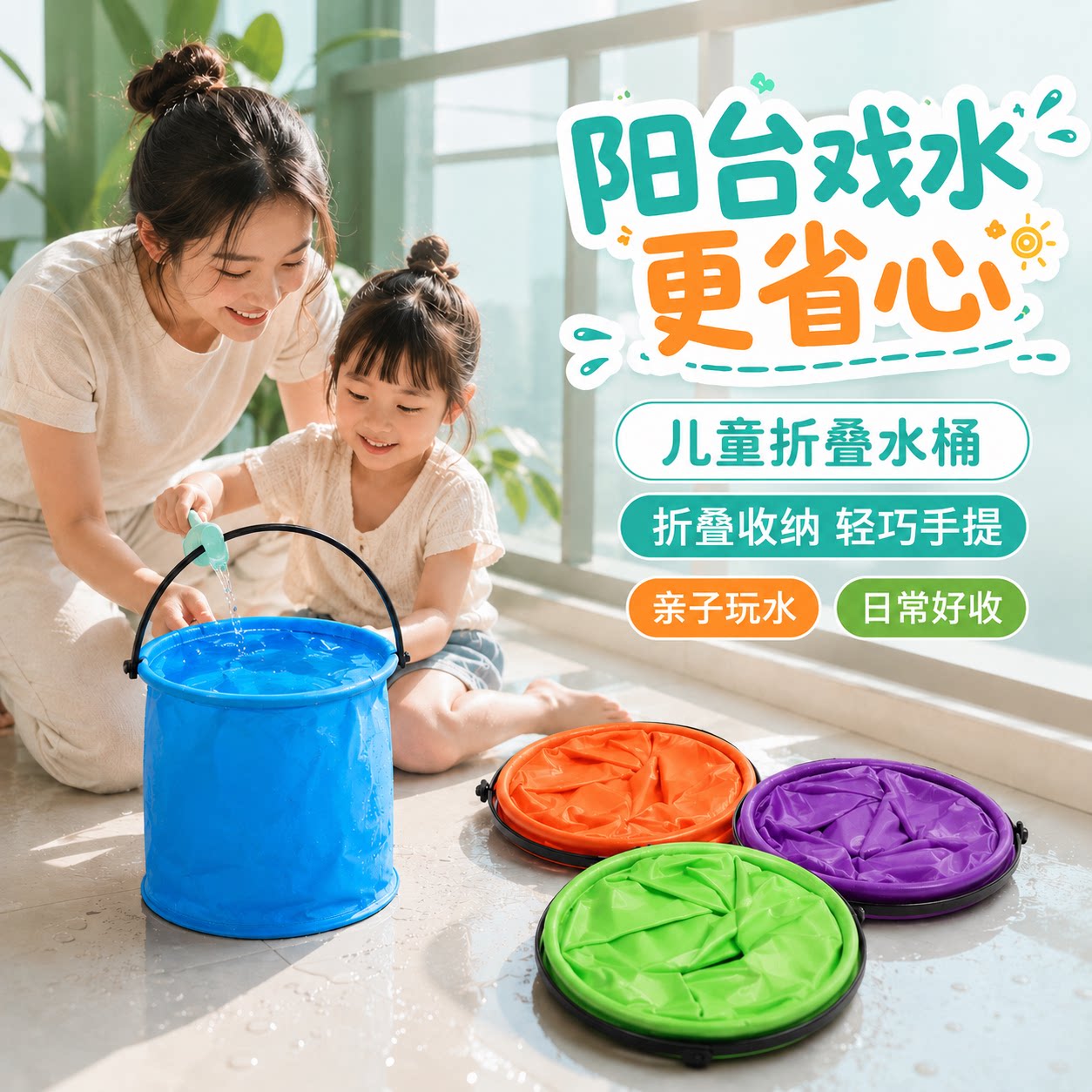 可折叠便携儿童户外洗笔桶