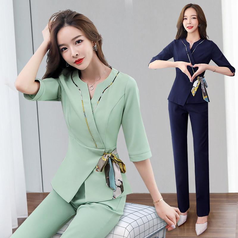 2020新款酒店桑拿服足浴技师工作服足疗沐足按摩空姐制服夏女套装
