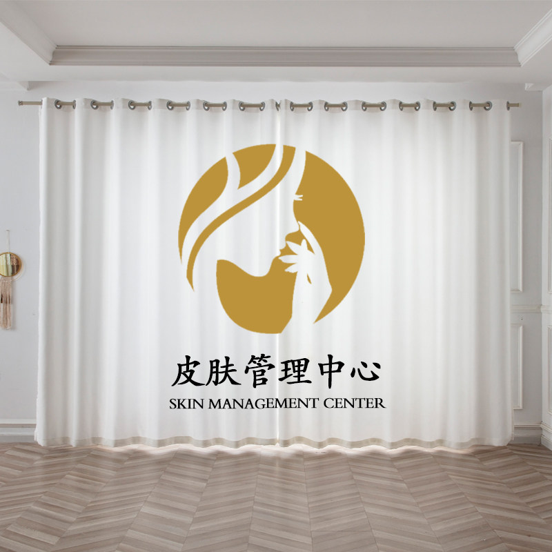 美容院美妆店轻奢网红款透光不透人隔断装饰背景窗帘窗纱来图定制