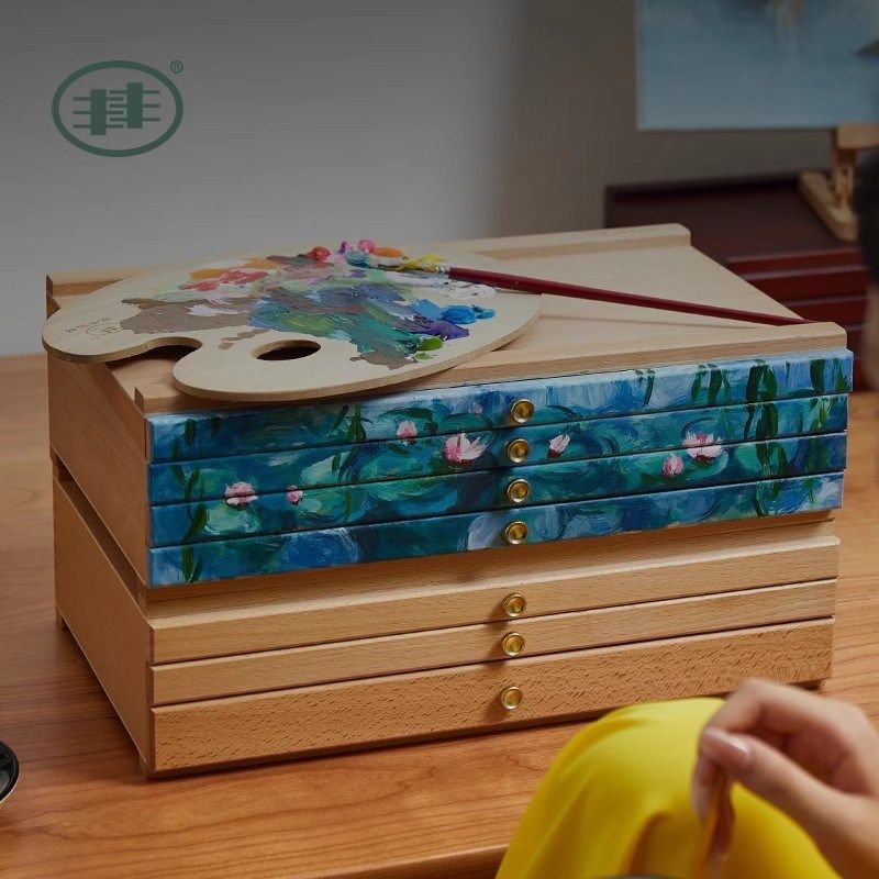 丰丰彩铅素描马克笔水彩水粉颜料桌面画具三层四层抽屉绘画画架工