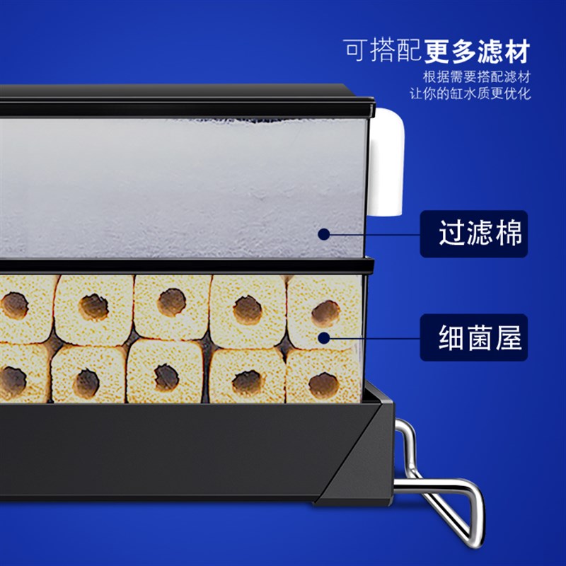 滴流盒鱼缸过滤器过滤盒大盒子双层上置过滤槽培菌净化滤水盒黑色