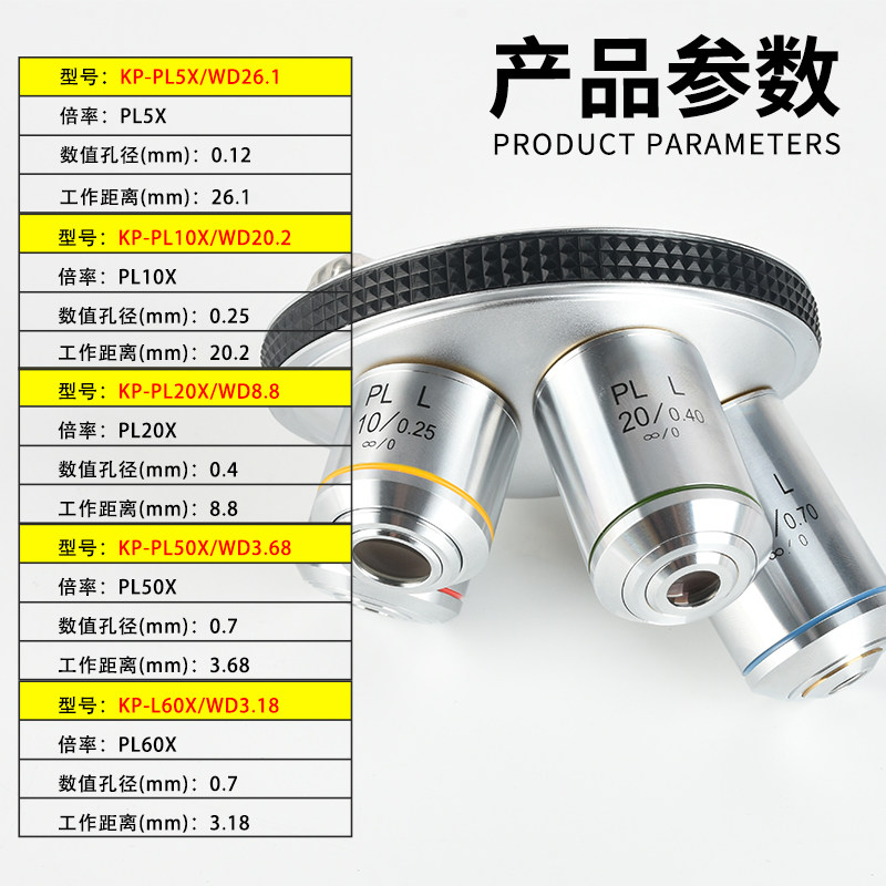 包邮无限远长工作距离镜头消色差金相显微镜物镜5X/10X/20X50X60X