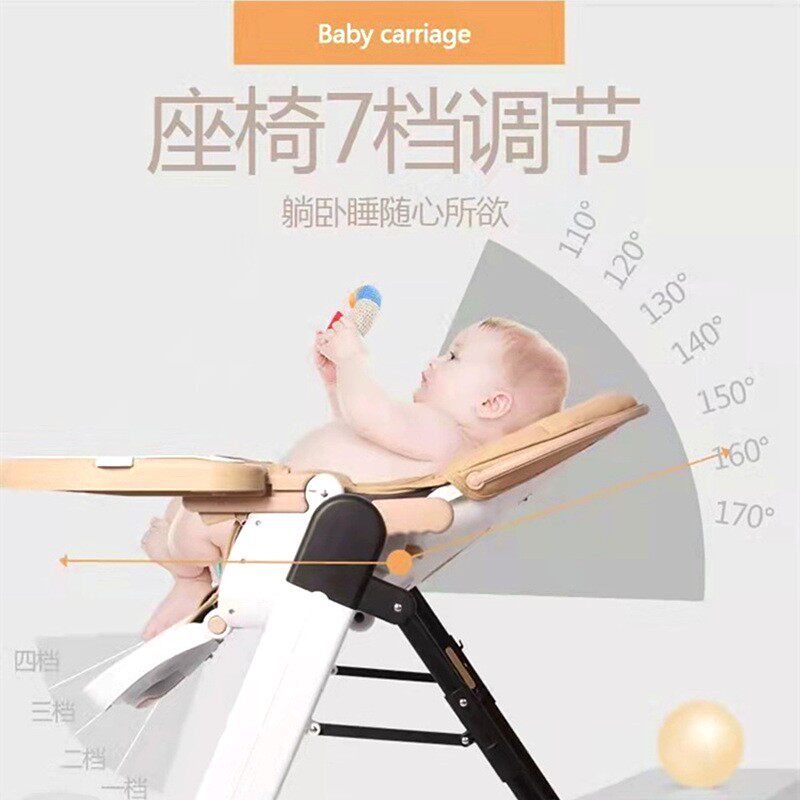 米蓝图欧式婴儿多功能餐椅宝宝0-5岁儿童可躺餐桌折叠带轮子升降