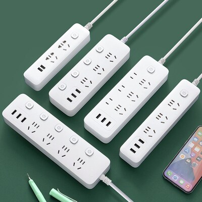 家用插座多孔手机充电带USB插头桌面插电办家多用带线电器多功能