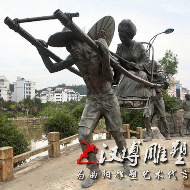 玻璃钢仿铜人物雕塑商业步行街民俗娶亲主题雕塑铜雕人物可定制做
