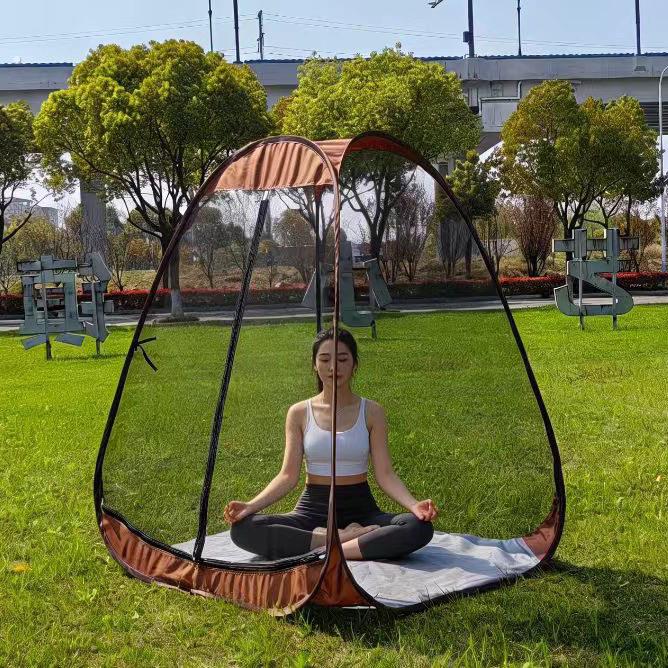户外蚊帐钢丝网罩帐篷全纱网防蚊防虫手抛室外打坐站桩单人帐篷