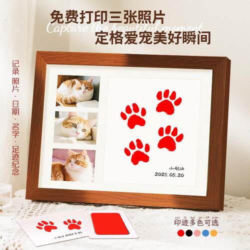 宠物爪印纪念相框摆台离世纪念品狗狗爪印泥猫咪脚印礼物照片打印