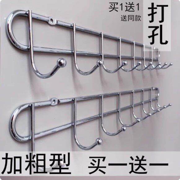 不锈钢色铁艺衣服挂钩置物架打孔家用厨房固定挂衣钩后挂衣墙上