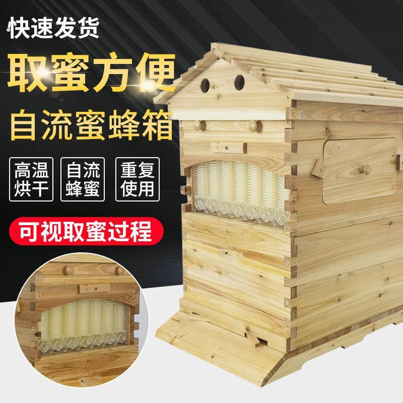 新出口型放养自流蜜蜂箱全套杉木自动取蜜装置7脾养蜂工具放蜂箱