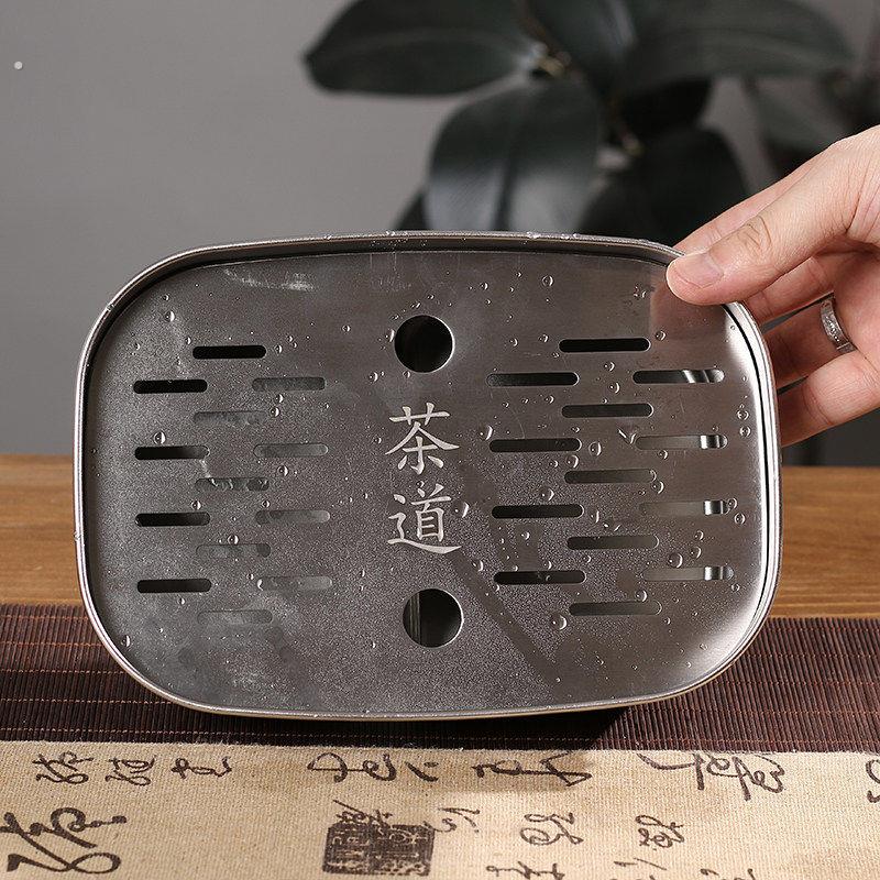 可携式茶盘沥水盘不锈钢家用户外沥储水式茶台功夫茶具套组干泡托