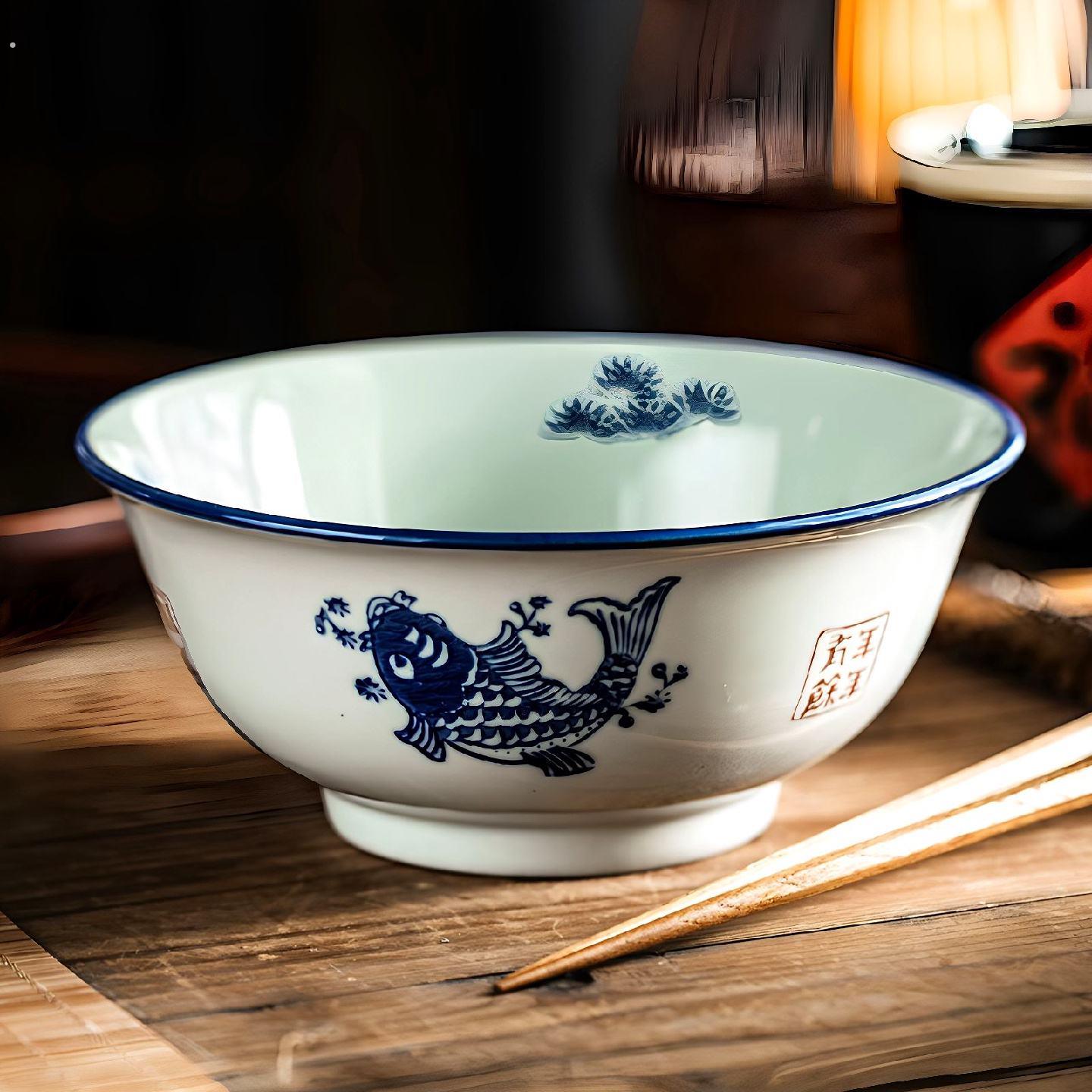 碗家用2025新款高颜值反口碗6英寸碗吃饭碗专用个人陶瓷大碗装泡