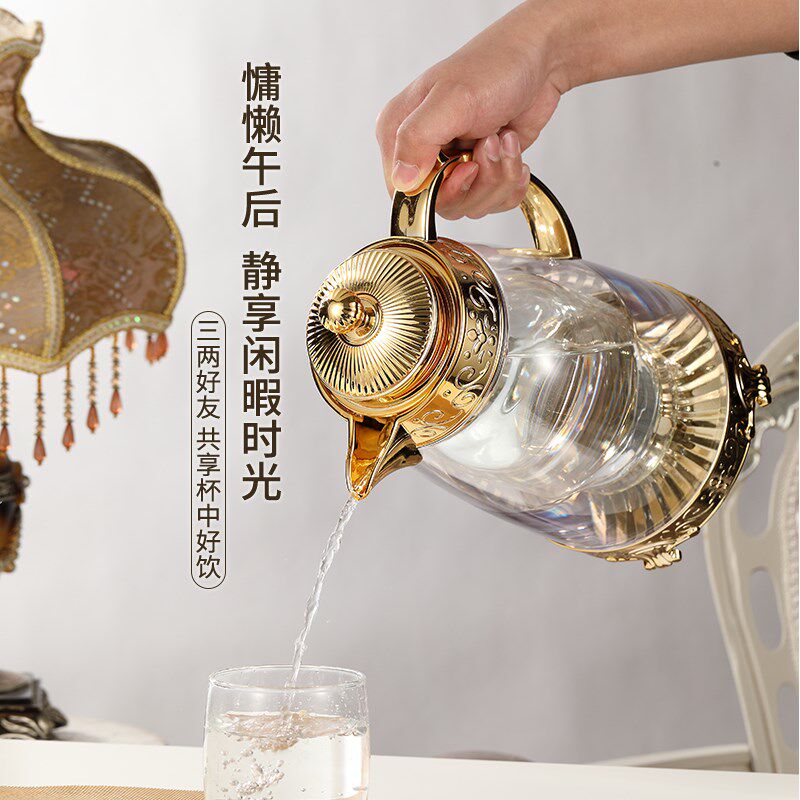 北欧欧式大容量玻璃瓶胆冷水壶夏耐高温凉白开果汁茶壶凉水壶