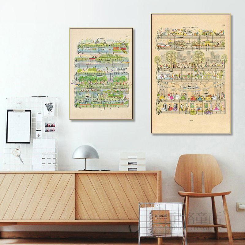乐谱装饰画钢琴房背景墙上方挂音乐元素艺术工作室教室五线谱挂画
