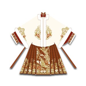 素羽华裳岁岁年年 新年款汉服女明制方领披袄马面裙加厚秋冬套装