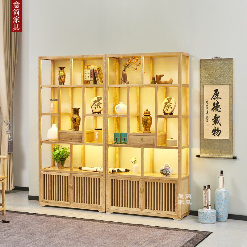 实木多宝阁中式博古架展示柜多宝阁置物架多层茶具茶室茶叶架货架