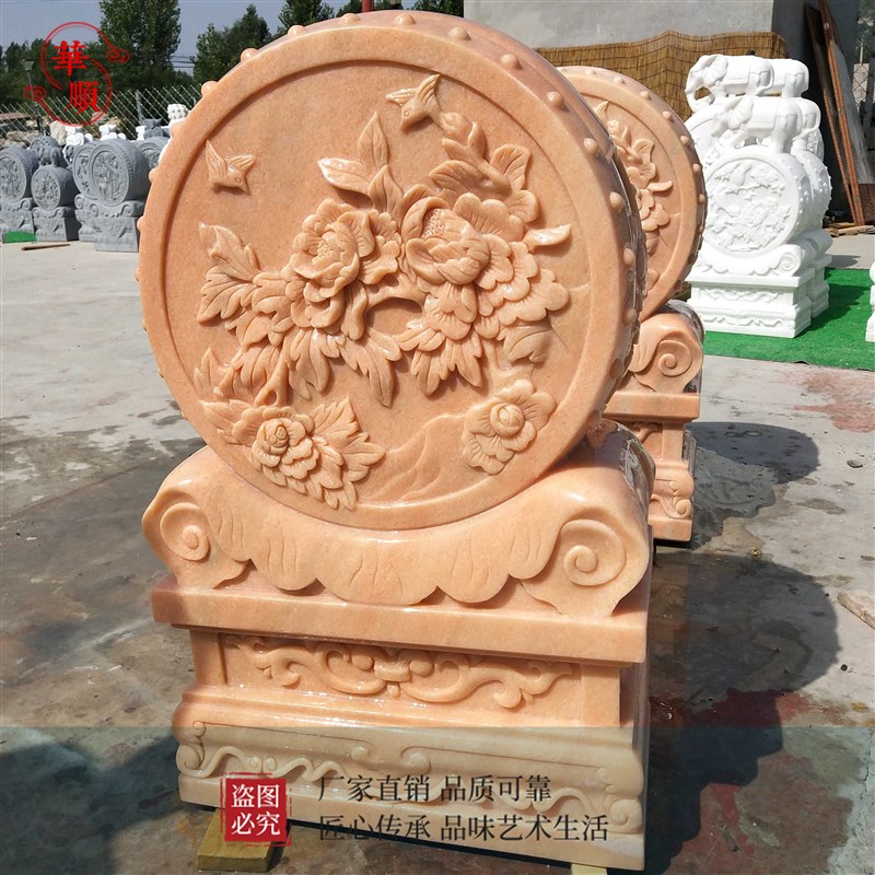 汉白玉石雕仿古门墩抱鼓石一对大象镇宅招财家用门墩石鼓摆件定制