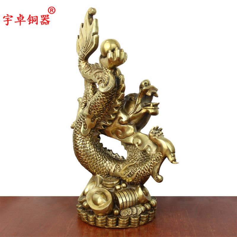 宇卓铜器纯铜龙黄铜龙托珠龙戏珠龙立龙元宝龙工艺品摆件