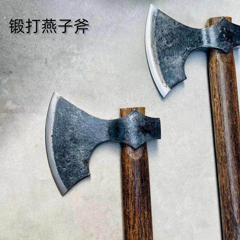 户外露营专用手工锻打蝴蝶斧战斧维京一体开山斧可携式车载劈柴砍