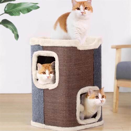 猫爬架猫窝猫树一体不占地多层猫抓板三层猫屋猫咪冬季保暖剑麻桶