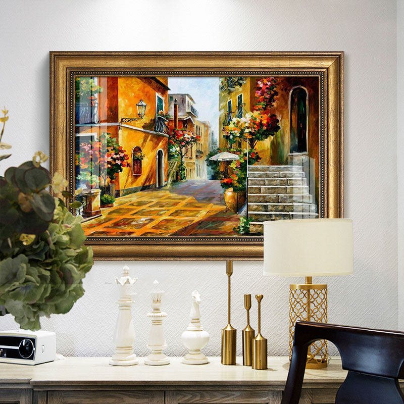 餐厅装饰画美式饭厅厨房风景挂画欧式餐桌背景墙单幅玄关横版壁画