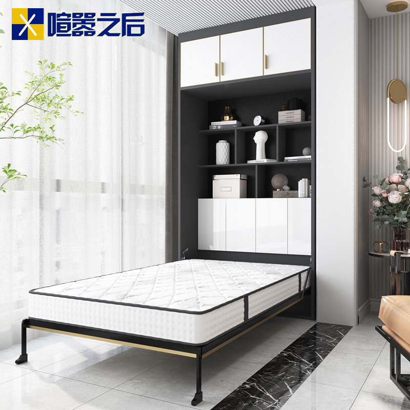 轻奢阳台隐形床储物柜一体组合多功能壁床家用小户型折叠床可定制