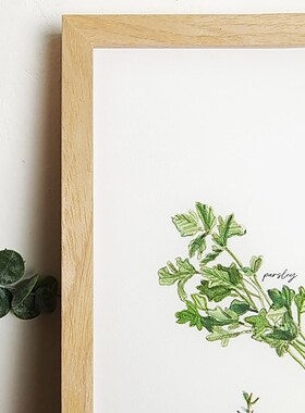 北欧小众简约手绘风绿植花卉客厅卧室玄关组合装饰画艺术画芯定制