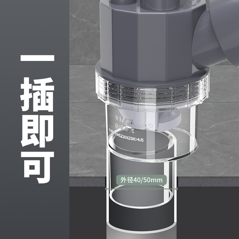 pvc75防臭下水管神器厨房洗菜盆配件净水器洗衣机三通接头止回阀