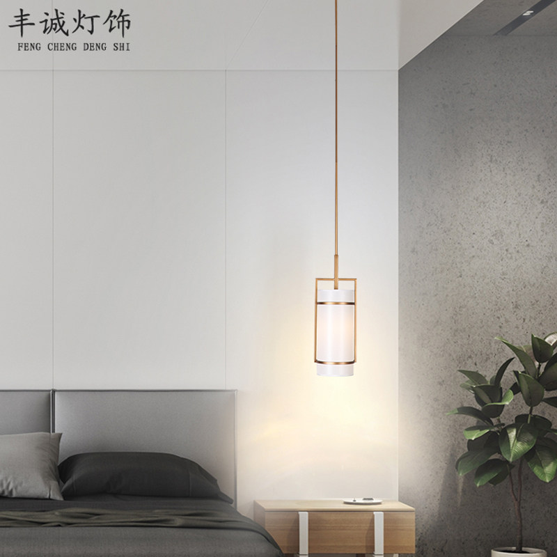 卧室小吊灯新中式床头灯简约客厅走廊过道单头餐厅吧台茶室吊线灯