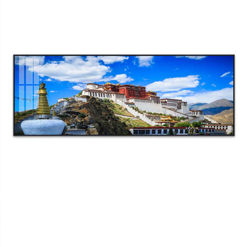 布达拉宫沙发背景墙装饰画横版一整幅客厅挂画大气简约办公室墙画