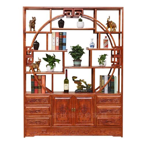 中式实木博古架仿古榆木多宝阁茶具架书架茶叶展示柜隔断置物架