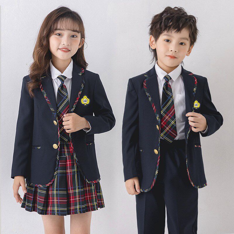 小学生校服春秋款英伦学院风幼儿园班服格子外套西装裙子套装礼服