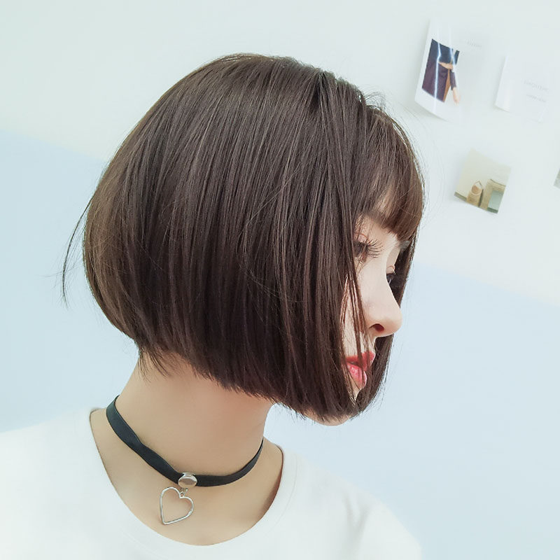 假发女短发真发网红圆脸修脸自然少女年轻时尚波波头中长发全头套