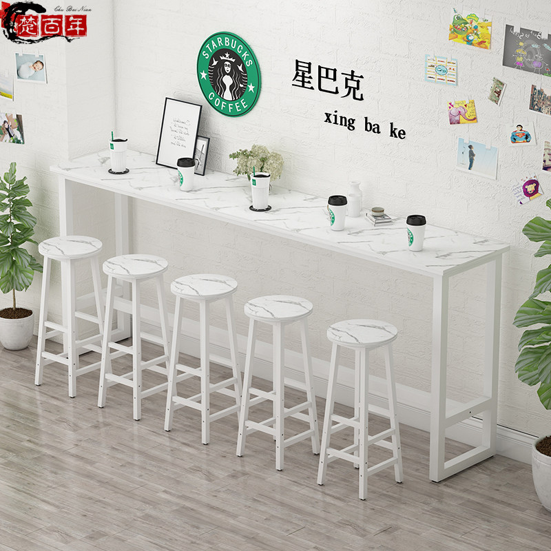 靠墙吧台桌家用高桌子简易吧台阳台长条桌奶茶店桌椅组合高脚桌子