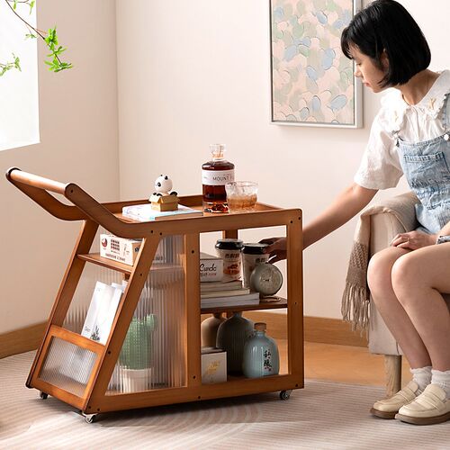 可移动边几小桌子沙发侧边柜茶几床头桌推车餐车客厅实木茶台巴士