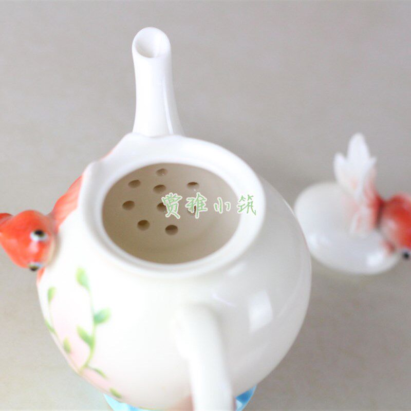 陶瓷茶壶开水壶咖啡壶釉下彩花茶壶浮雕家用手冲大容量奶茶壶包邮