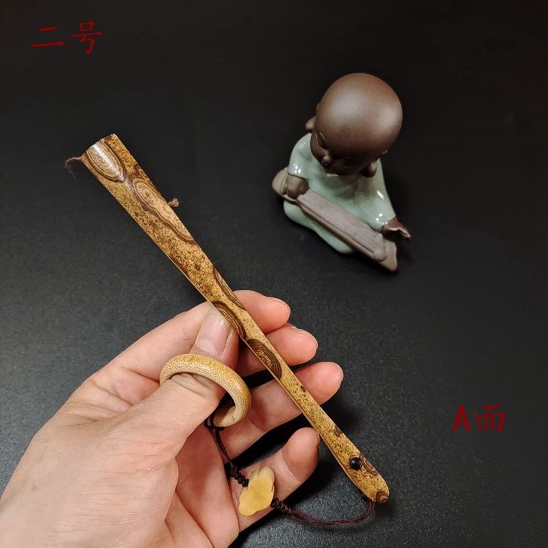古风文玩折扇五寸天然斑竹老料梅鹿扇骨迷你小扇子坤扇配竹圈戒指