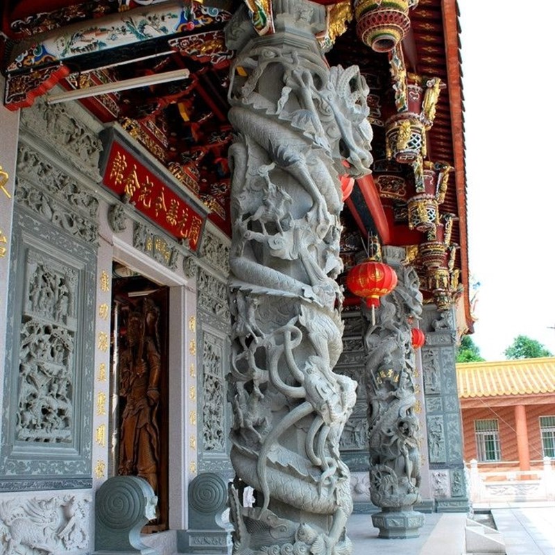 公园广场石雕盘龙柱雕刻寺庙浮雕龙柱文化柱花岗岩青石龙柱石雕