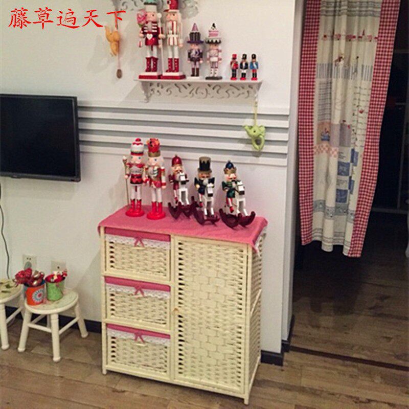 编织环保藤编储物柜餐边柜客厅床头柜田园收纳柜宝宝衣柜斗柜经济