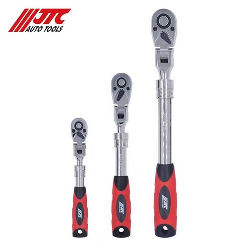 JTC汽修专用工具 可伸缩摇头快速棘轮扳手大中1/4寸套筒扳手双向7