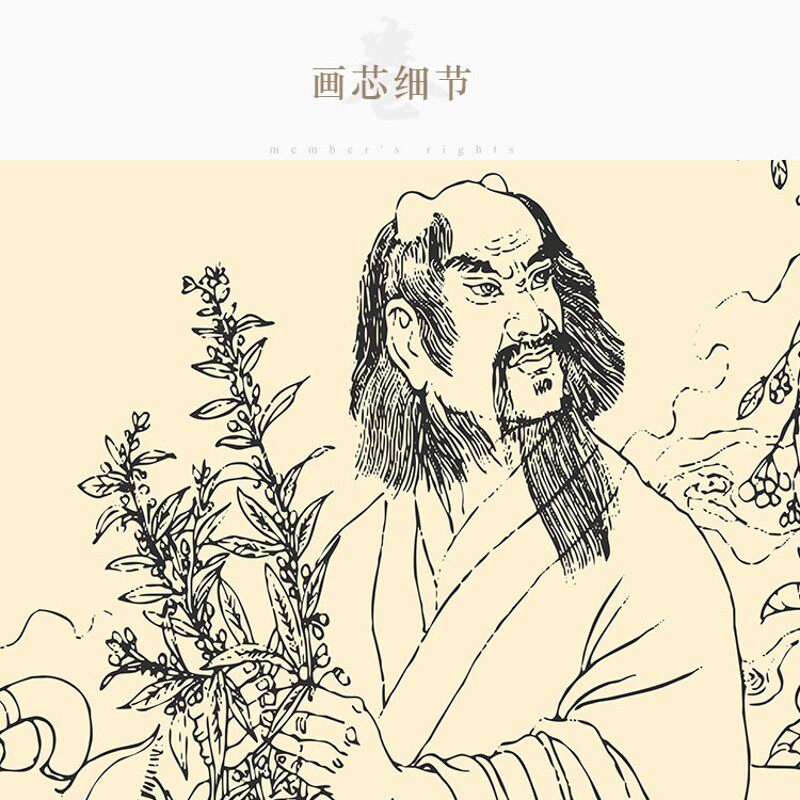神农尝百草图画像 炎帝神像画 复古卷轴挂画装饰字画来图定制订做