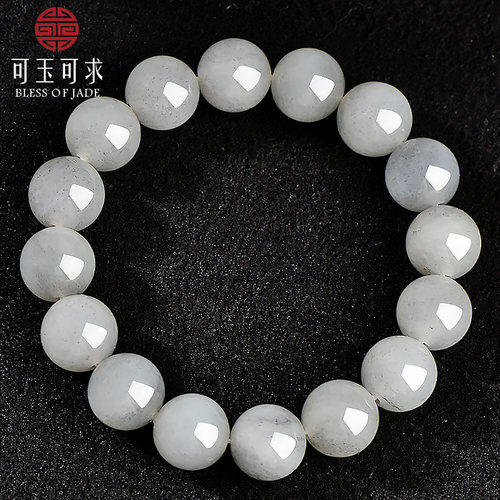 可玉可求天然和田玉手串点墨青花圆珠手串D2285