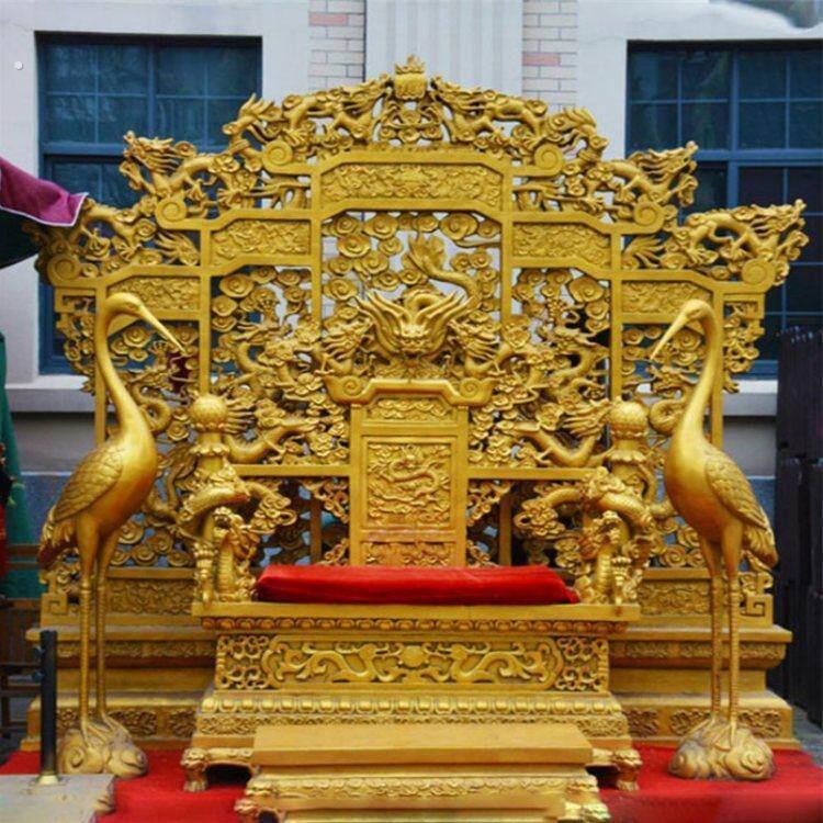 仿古故宫铜龙椅铸铜椅子铜雕龙椅纯铜工艺品摆件厂家