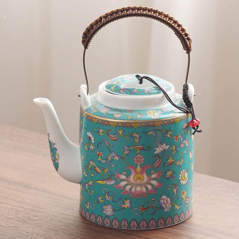 提梁壶把手陶瓷泡茶茶壶办公老茶餐厅会客杯具滤水养生大茶壶茶水