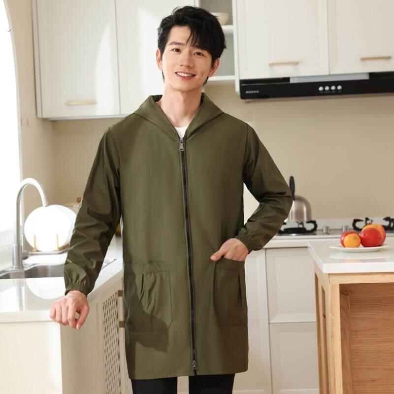 干活穿的大褂子罩衣男工作服新款防水防油大人长袖护衣春秋薄款家