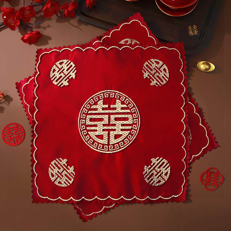 结婚红手帕喜帕手绢小方巾婚庆婚礼红色喜字手绢女方陪嫁新娘用品